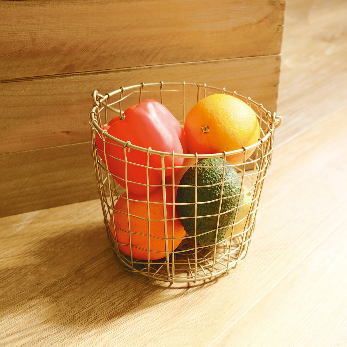 シトア ワイヤーバスケット ワイヤーハンドル ラウンド L バスケット かご ( 収納 カゴ 籠 丸型 収納バスケット 小物入れ ハンドメイド 小物収納 取っ手付き ワイヤー 鉄 アイアン おしゃれ オシャレ かわいい )