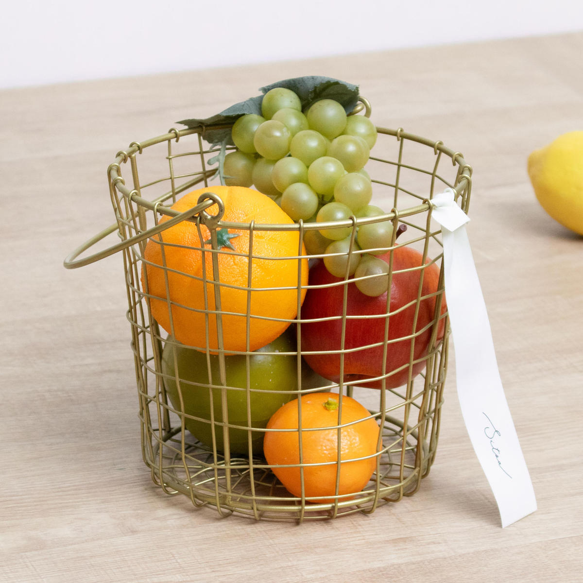 シトア ワイヤーバスケット ワイヤーハンドル ラウンド L バスケット かご ( 収納 カゴ 籠 丸型 収納バスケット 小物入れ ハンドメイド 小物収納 取っ手付き ワイヤー 鉄 アイアン おしゃれ オシャレ かわいい )