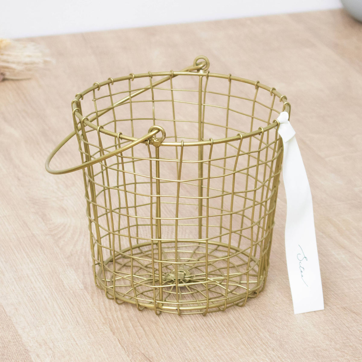 シトア ワイヤーバスケット ワイヤーハンドル ラウンド L バスケット かご ( 収納 カゴ 籠 丸型 収納バスケット 小物入れ ハンドメイド 小物収納 取っ手付き ワイヤー 鉄 アイアン おしゃれ オシャレ かわいい )