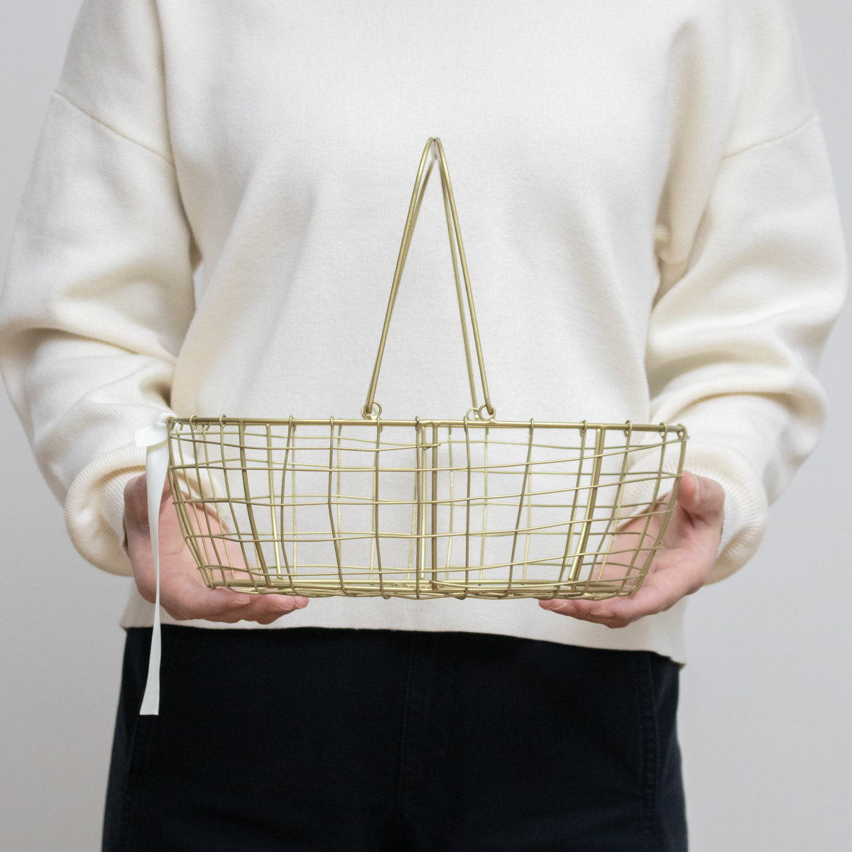 シトア ワイヤーバスケット ワイヤーハンドル オーバル S バスケット かご ( 収納 カゴ 籠 楕円 持ち手付き 収納バスケット 小物入れ ハンドメイド 小物収納 取っ手付き ワイヤー 鉄 アイアン おしゃれ オシャレ かわいい カワイイ )