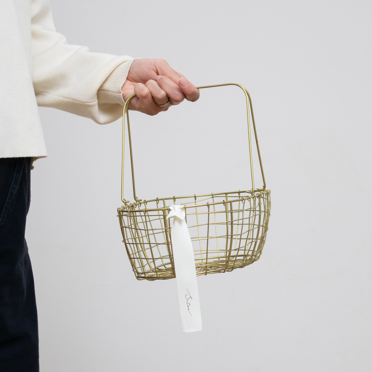 シトア ワイヤーバスケット ワイヤーハンドル オーバル S バスケット かご ( 収納 カゴ 籠 楕円 持ち手付き 収納バスケット 小物入れ ハンドメイド 小物収納 取っ手付き ワイヤー 鉄 アイアン おしゃれ オシャレ かわいい カワイイ )