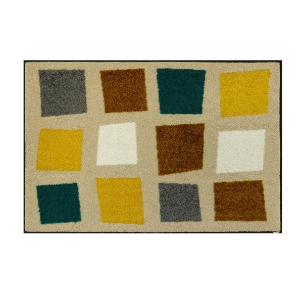 玄関マット 50×75cm 厚さ 6mm 屋外 屋内 兼用 薄型 洗える 北欧 柄 アシンメトリー カラフル ( モダン キッチン ラグ ドアマット 滑り止め おしゃれ 室内 インテリア 丸洗い 洗濯機 水洗い すべり止め 付き )