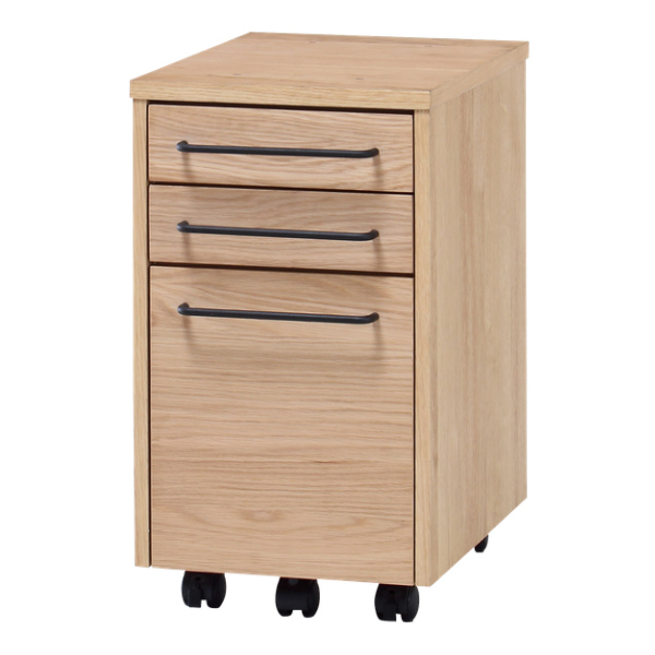 デスクワゴン 高さ55.5cm グラム デスク ワゴン 3段 キャスター 木製 天然木 突板 ( デスク下 収納 サイドワゴン サイドチェスト デスクキャビネット 三段 キャスター付き 引き出し 引出し デスクチェスト )