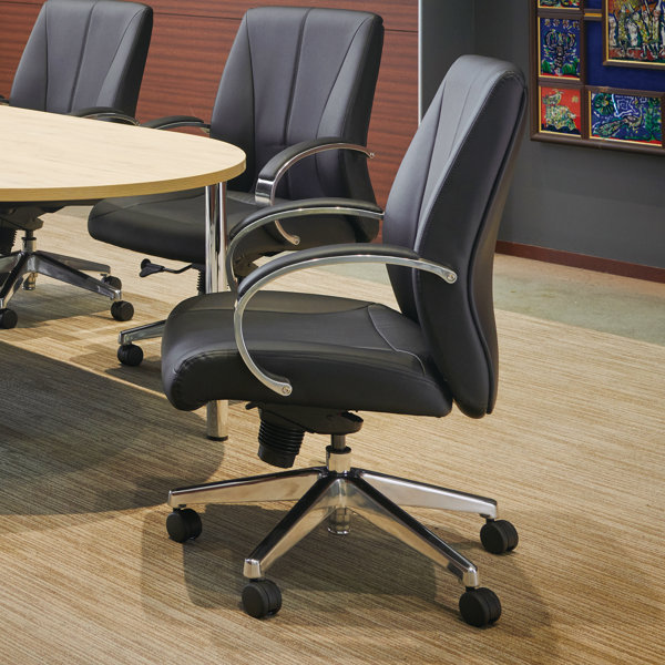オフィスチェア 座面高44.5～51.5cm レザー調 役員 椅子 会議 チェア