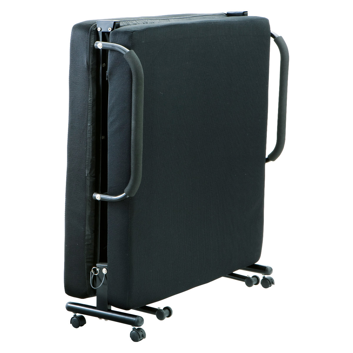 折りたたみベッド シングル リクライニング可能 キャスター付 ( マットレス付き キャスター 折り畳み リクライニング 低反発 おりたたみ ベッド ベット 移動式 )