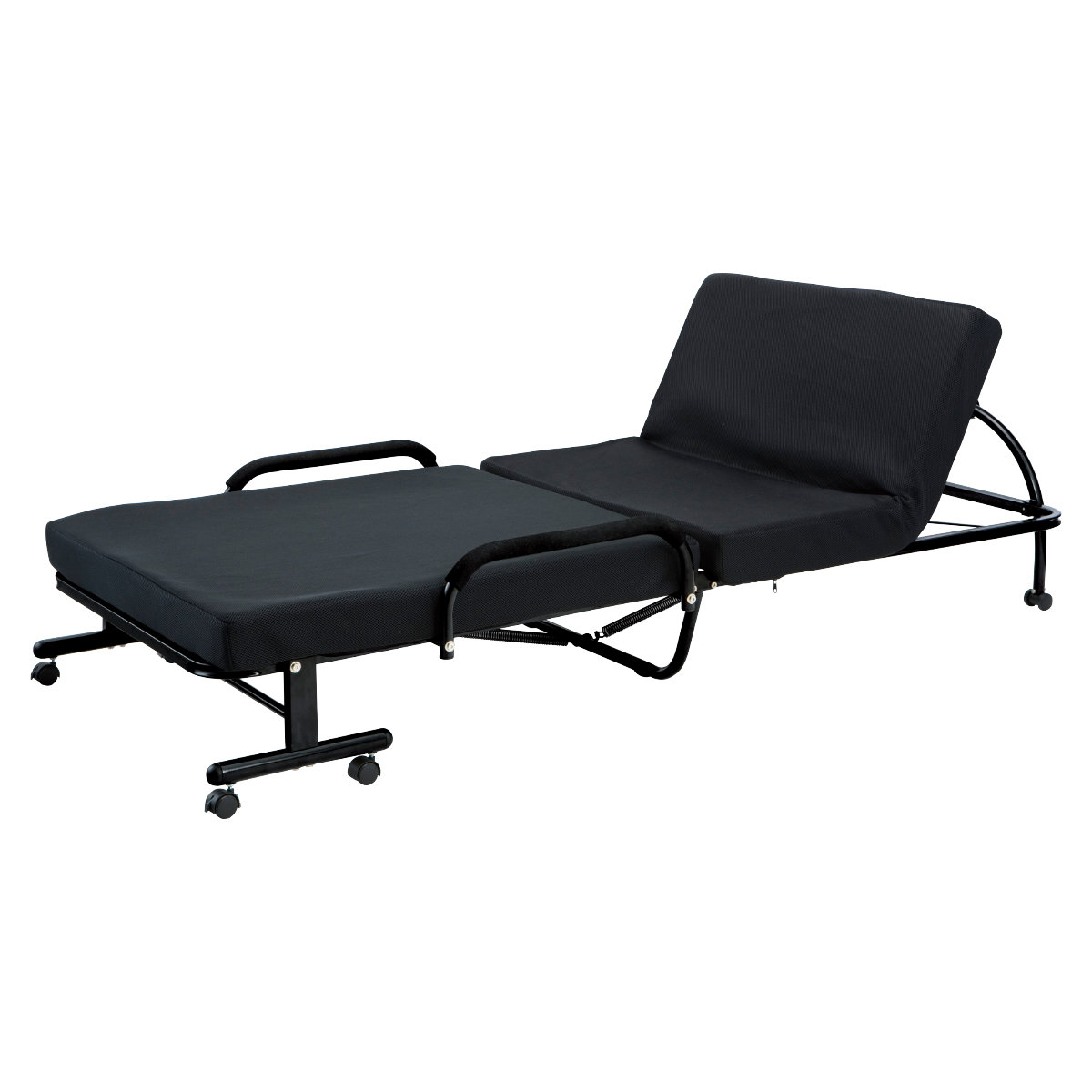 折りたたみベッド シングル リクライニング可能 キャスター付 ( マットレス付き キャスター 折り畳み リクライニング 低反発 おりたたみ ベッド ベット 移動式 )