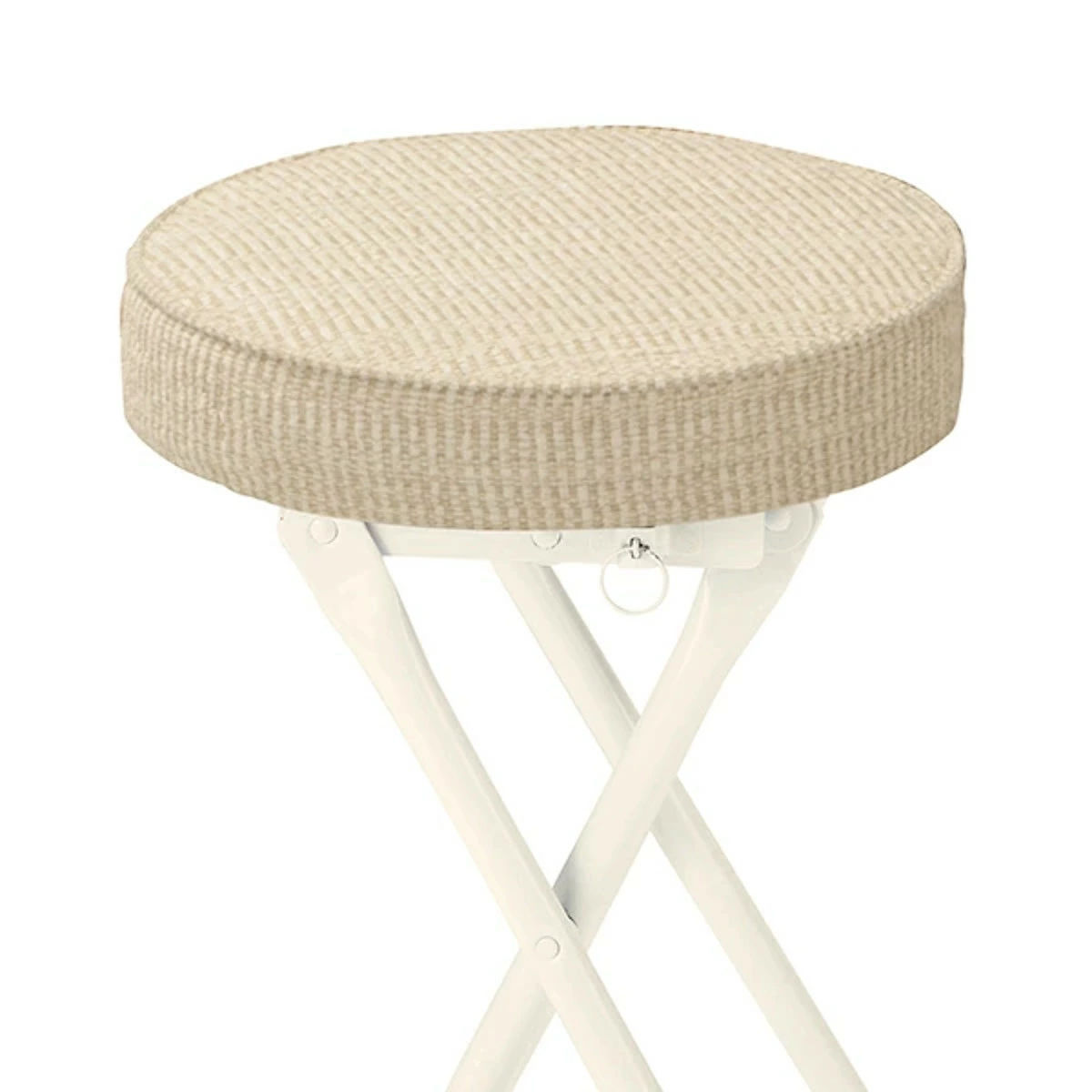 スツール 4脚セット 高さ約50cm フォールディングスツール 折りたたみ椅子 ( ファブリック 布 丸 ラウンド 椅子 セット 折りたたみイス 座面ロック 来客用 キッチンチェア 50センチ おしゃれ ) 【ベージュ】 ベージュ