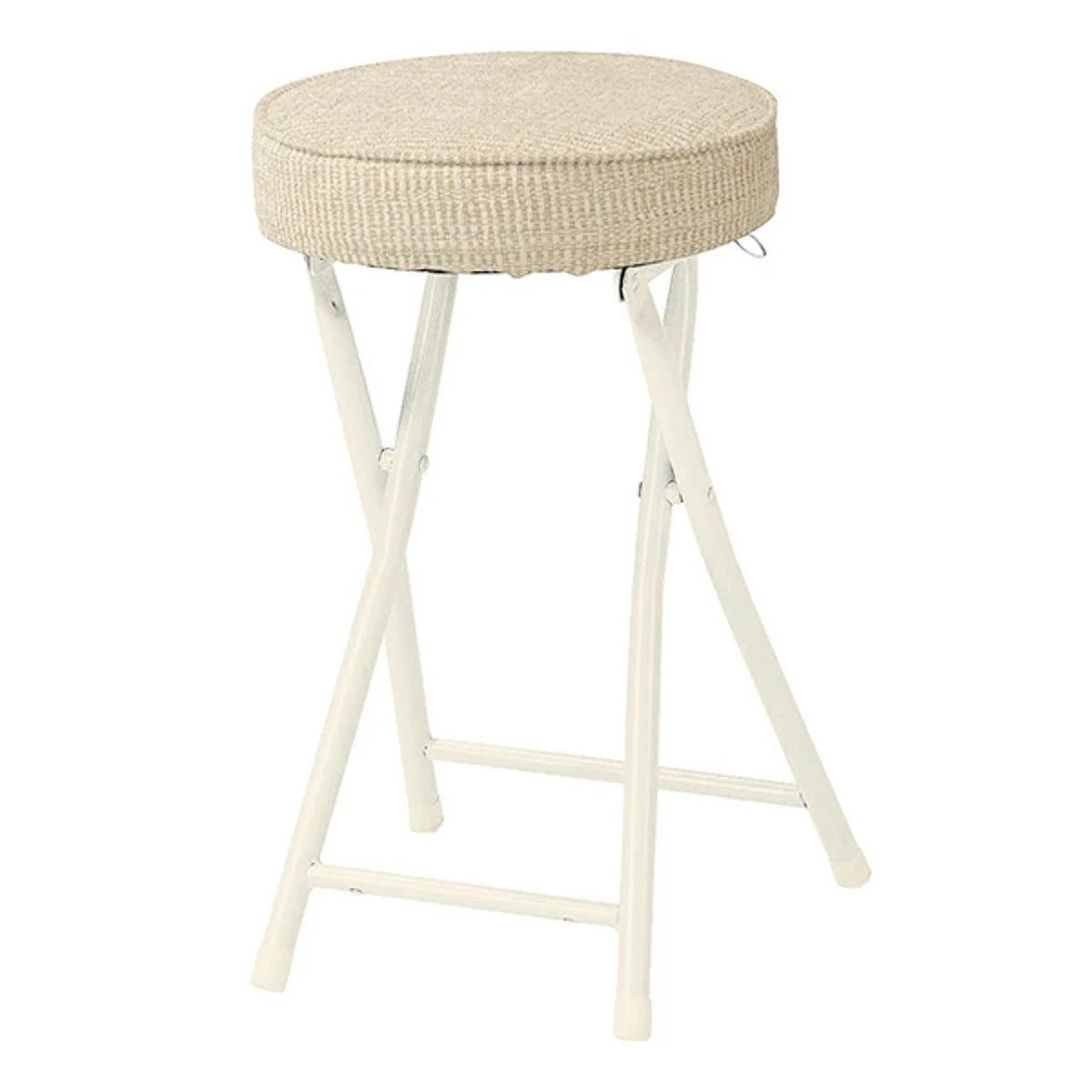 スツール 4脚セット 高さ約50cm フォールディングスツール 折りたたみ椅子 ( ファブリック 布 丸 ラウンド 椅子 セット 折りたたみイス 座面ロック 来客用 キッチンチェア 50センチ おしゃれ ) 【ベージュ】 ベージュ