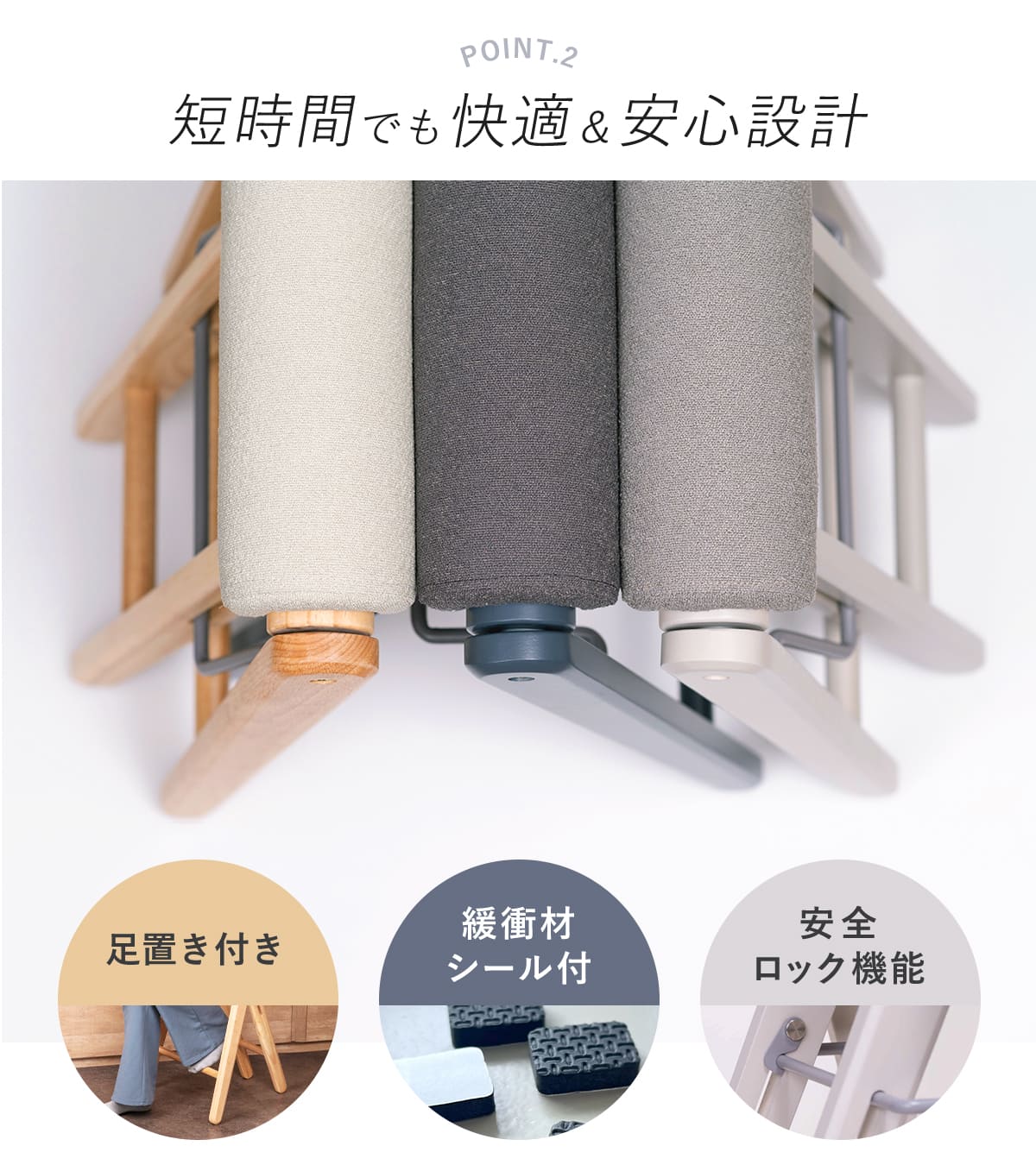 スツール 高さ64cm 折りたたみ ハイスツール ティット ( 腰掛け キッチン チェア スリム 木製 天然木 シンプル 北欧 モダン おしゃれ コンパクト収納 ) 【ネイビー】 ネイビー