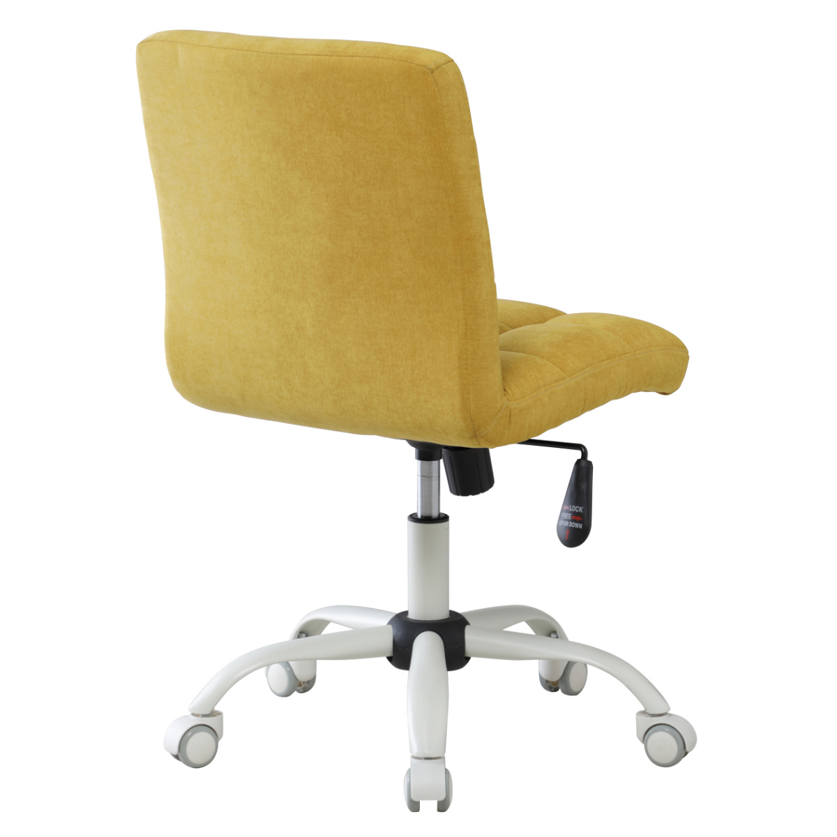 デスクチェア 昇降式 座面高43~53cm ハニー ホームチェア ( チェア 椅子 ファブリック 高さ調節 キャスター付き ワークチェア キルティング シンプル おしゃれ 大人 女子 高級感 ) 【マスタード】 マスタード