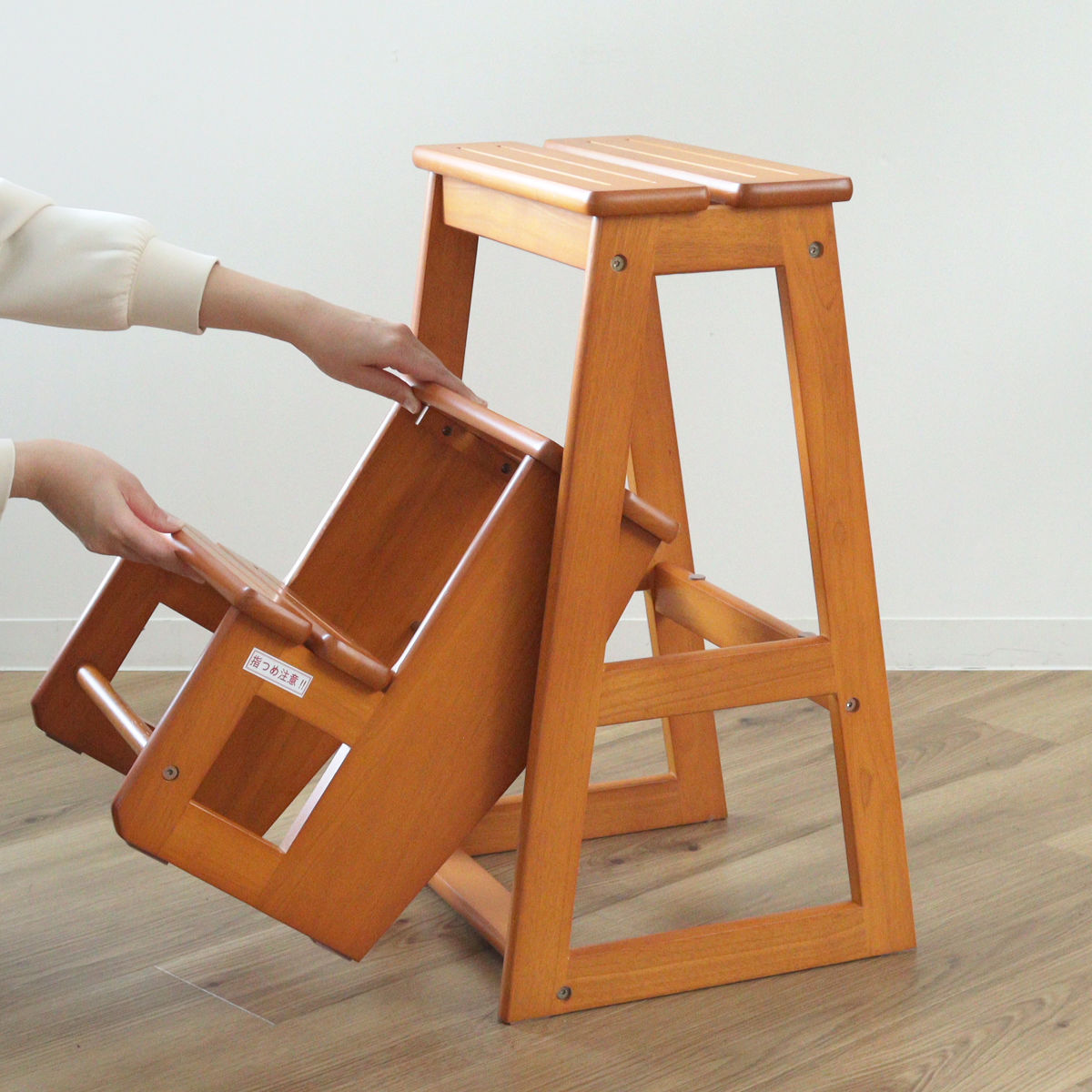 踏み台 3段 ステップチェア スツール 天然木 完成品 ( 木製 ステップ台 脚立 台 2WAY チェア イス 椅子 足台 玄関 キッチン 安定 頑丈 丈夫 踏台 洗面所 トイレ 手洗い 台所 収納 チェアー いす )