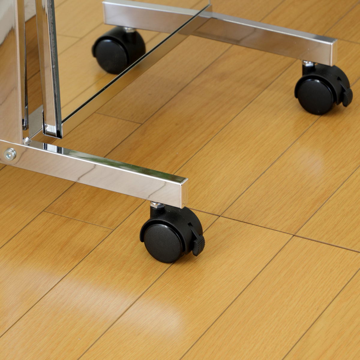 スタンドミラー シルバー ( キャスター付き 角度調節 ノンフレーム 飛散防止加工 ミラー 鏡 姿見 全身鏡 シンプル スタイリッシュ )