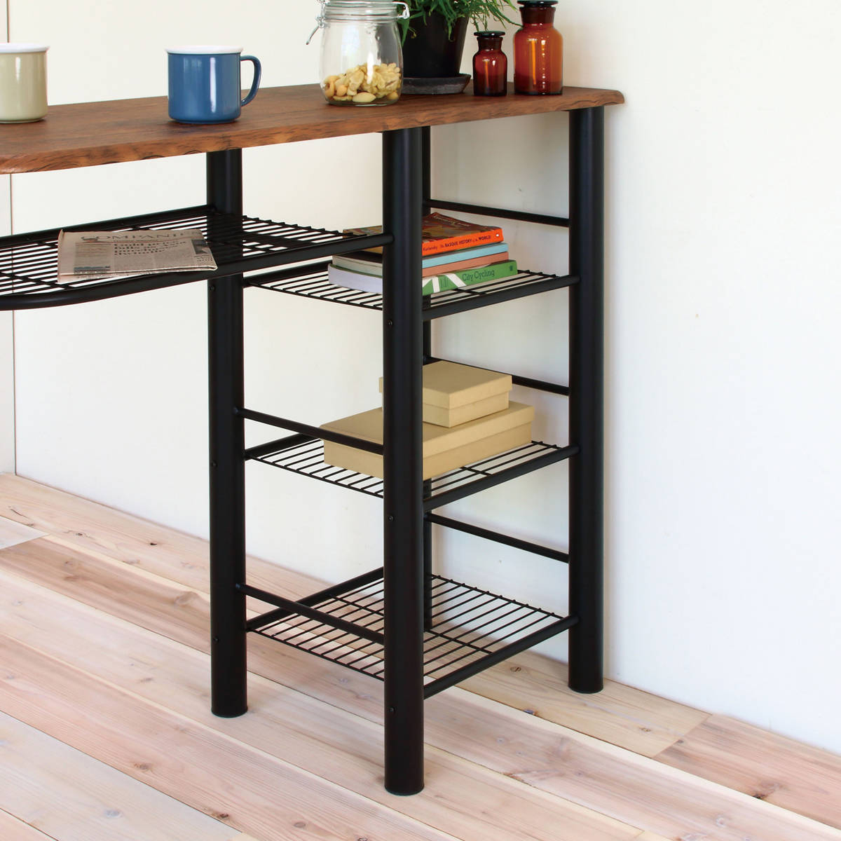 ハイテーブル 3点セット スチールフレーム ハイチェア2脚 ( ダイニングテーブル ダイニングセット カウンター テーブル カウンターチェア セット 椅子 イス いす チェアー ダイニングチェアー 食卓 折りたたみチェア ) 【ブラック】 ブラック