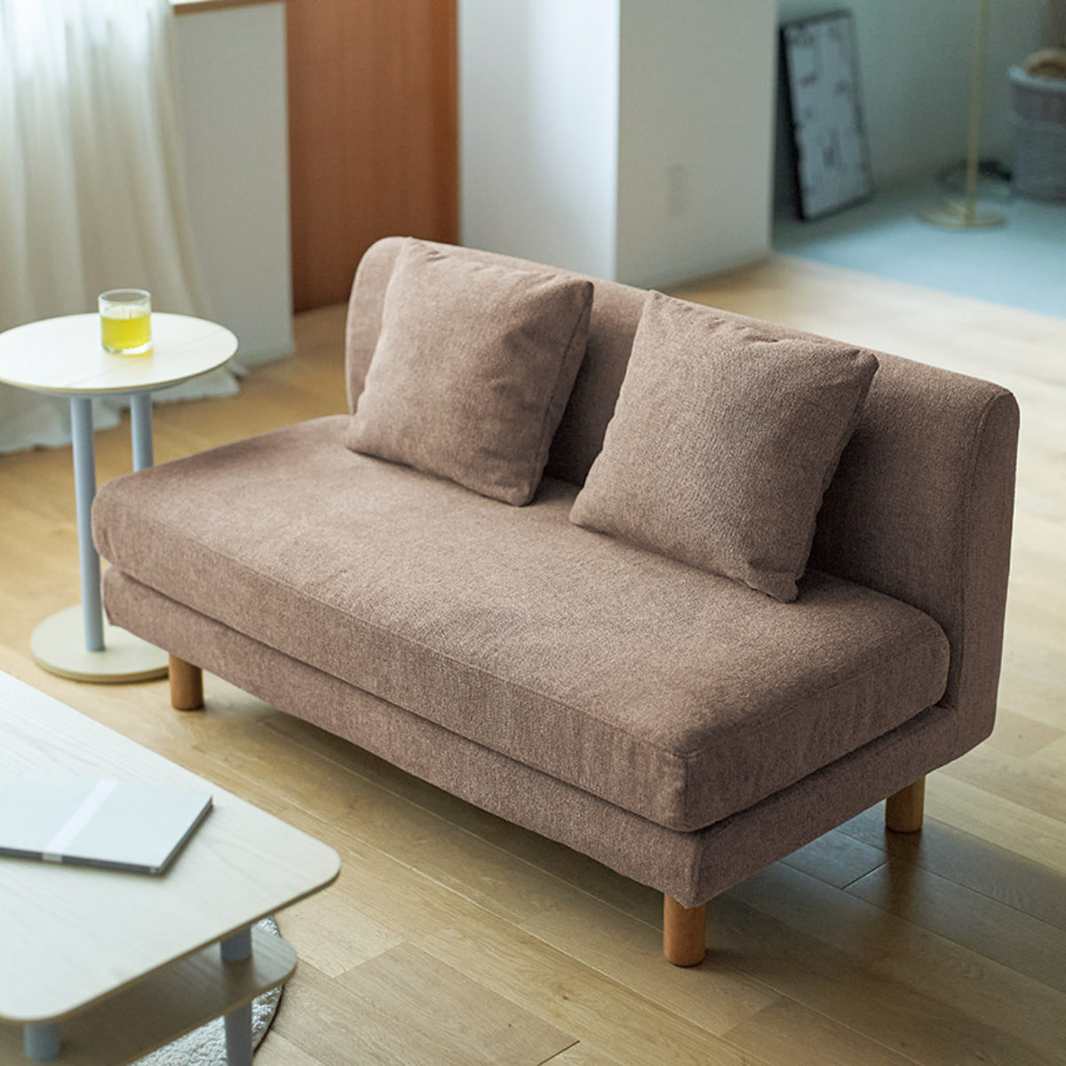 ソファ 幅120cm 2人掛け クッション付き アクト ( ソファー ファブリック 肘なし アームレス リビングソファ フロアソファ 脚 取り外し ローソファ コンパクト 省スペース 1人暮らし ウレタン 座り心地 快適 フルカバーリング )