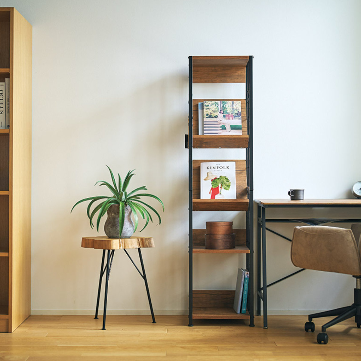 マルチラックS 幅35cm 可動棚 ディスプレイラック ハンガーラック ( ラック 棚 すき間収納 多用途 組み換え 省スペース キッチンラック ランドリーラック アレンジ フック付 ブラウン ナチュラル ) 【ブラウン】 ブラウン