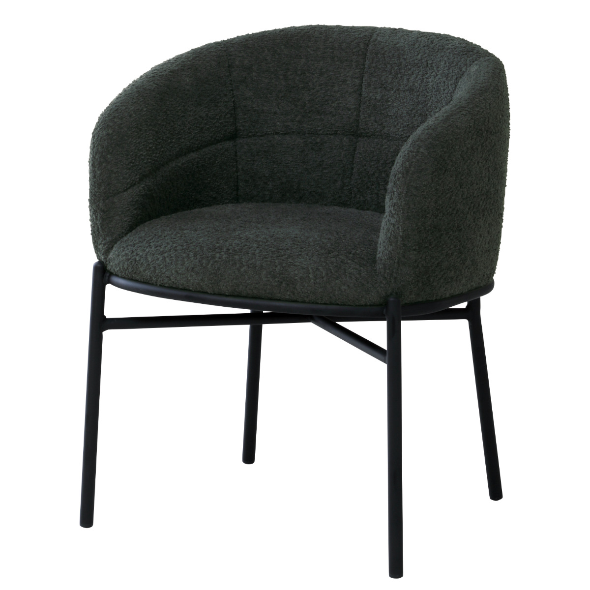 ダイニングチェア 座面高44cm フェンス ラウンジチェア ( チェア ダイニング イス 食卓椅子 肘掛け 椅子 ファブリック ブークレ調生地 座面 広め アームチェア カフェスペース エントランス 店舗 チェアー いす 食卓 リビング ) 【ダークベージュ】 ダークベージュ