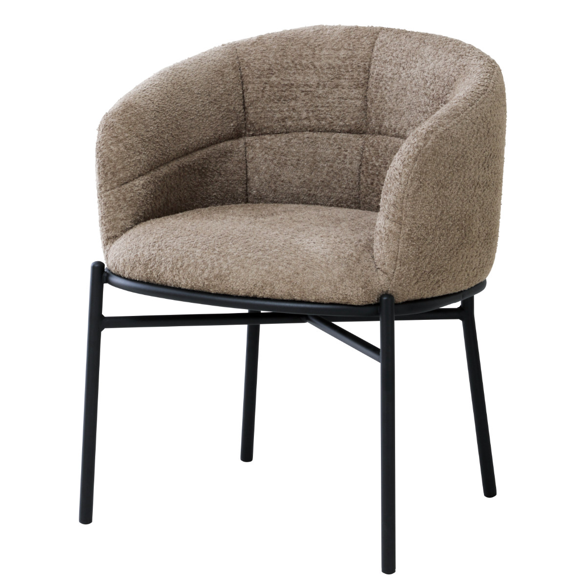 ダイニングチェア 座面高44cm フェンス ラウンジチェア ( チェア ダイニング イス 食卓椅子 肘掛け 椅子 ファブリック ブークレ調生地 座面 広め アームチェア カフェスペース エントランス 店舗 チェアー いす 食卓 リビング ) 【ダークベージュ】 ダークベージュ