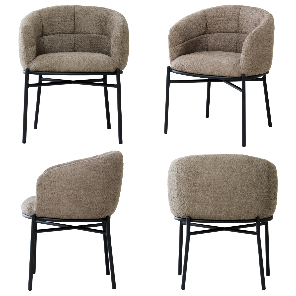 ダイニングチェア 座面高44cm フェンス ラウンジチェア ( チェア ダイニング イス 食卓椅子 肘掛け 椅子 ファブリック ブークレ調生地 座面 広め アームチェア カフェスペース エントランス 店舗 チェアー いす 食卓 リビング ) 【ダークベージュ】 ダークベージュ