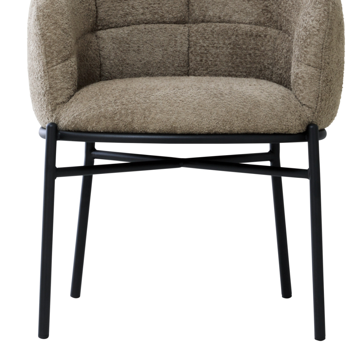 ダイニングチェア 座面高44cm フェンス ラウンジチェア ( チェア ダイニング イス 食卓椅子 肘掛け 椅子 ファブリック ブークレ調生地 座面 広め アームチェア カフェスペース エントランス 店舗 チェアー いす 食卓 リビング ) 【ダークベージュ】 ダークベージュ