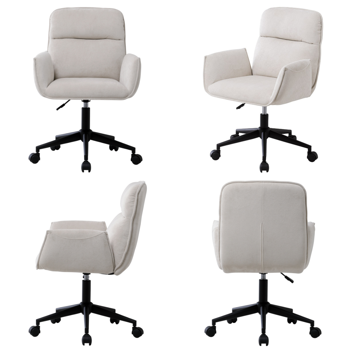 デスクチェア 座面高41~49cm 回転 昇降式 パソコンチェア カレット ( オフィスチェア ワークチェア 高さ調節 肘掛け ファブリック キャスター付き PCチェア イス 椅子 会社 オフィス 在宅 アームチェア ) 【ベージュ】 ベージュ