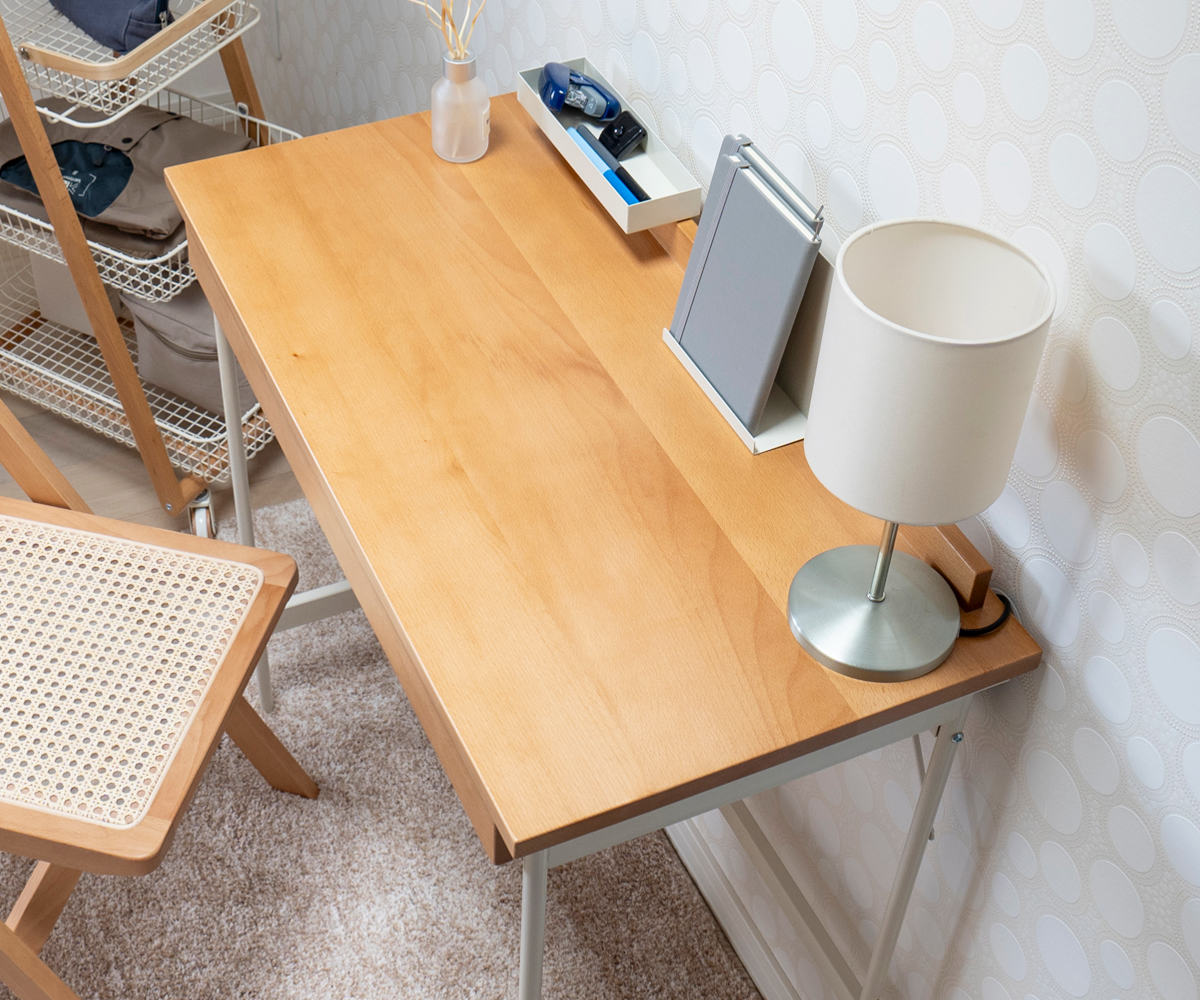 Mash デスク 幅80cm 引き出し付き 天然木 木目調 ホームデスク リヴ ( パソコンデスク コンパクト 木製 学習デスク 机 勉強机 引き出し リビング学習 スリム リビングデスク シンプルデスク PCデスク トレー スタンド 付き 奥行40 )