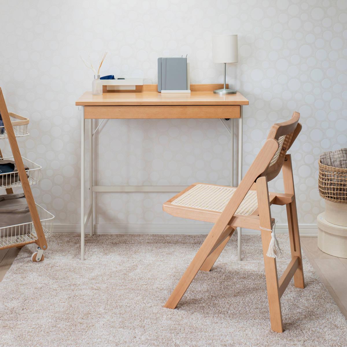 Mash デスク 幅80cm 引き出し付き 天然木 木目調 ホームデスク リヴ ( パソコンデスク コンパクト 木製 学習デスク 机 勉強机 引き出し リビング学習 スリム リビングデスク シンプルデスク PCデスク トレー スタンド 付き 奥行40 )