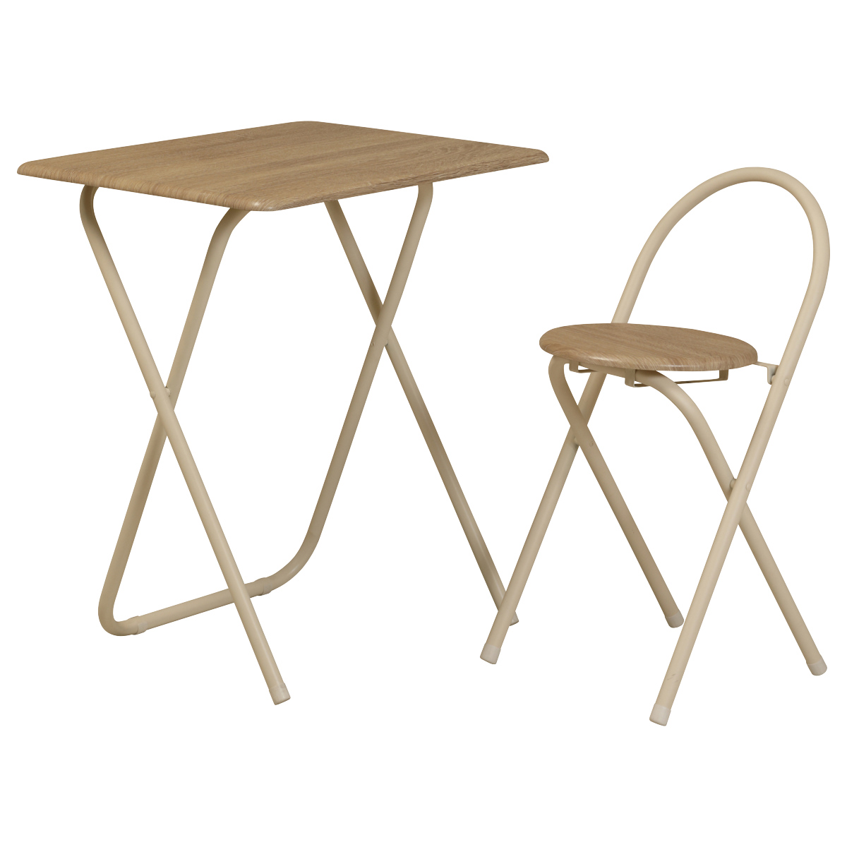 デスク チェア セット 幅60cm 折りたたみ椅子 軽量 1人暮らし ( 机 椅子 折り畳み 折りたたみデスク コンパクト 収納 省スペース 完成品 木目調 在宅ワーク デスクセット テレワーク 作業台 軽い 背もたれ 勉強机 ) 【ナチュラル】 ナチュラル