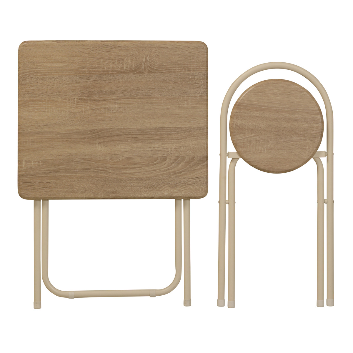 デスク チェア セット 幅60cm 折りたたみ椅子 軽量 1人暮らし ( 机 椅子 折り畳み 折りたたみデスク コンパクト 収納 省スペース 完成品 木目調 在宅ワーク デスクセット テレワーク 作業台 軽い 背もたれ 勉強机 ) 【ナチュラル】 ナチュラル