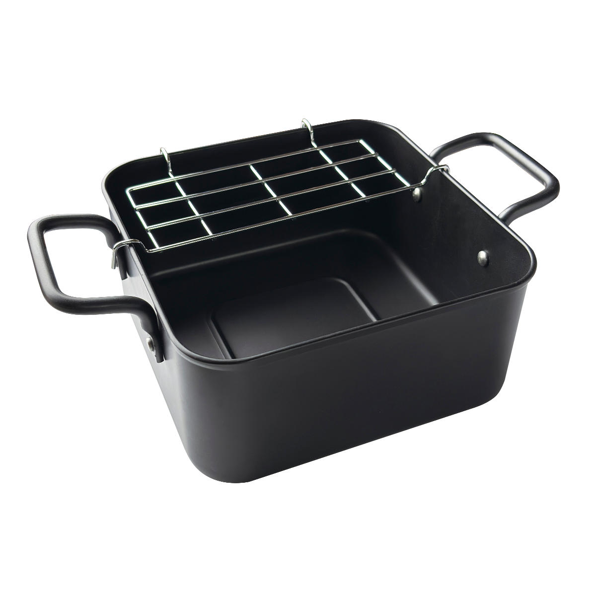 角型天ぷら鍋 16cm IH対応 サクッと専科 ( ガス火対応 オール熱源対応 角型 揚げ物鍋 フライ鍋 フライヤー 揚げ鍋 正方形 スクエア アミ 網付き 16センチ 小さい ミニ 鉄鍋 鉄製 両手フライ鍋 調理器具 )