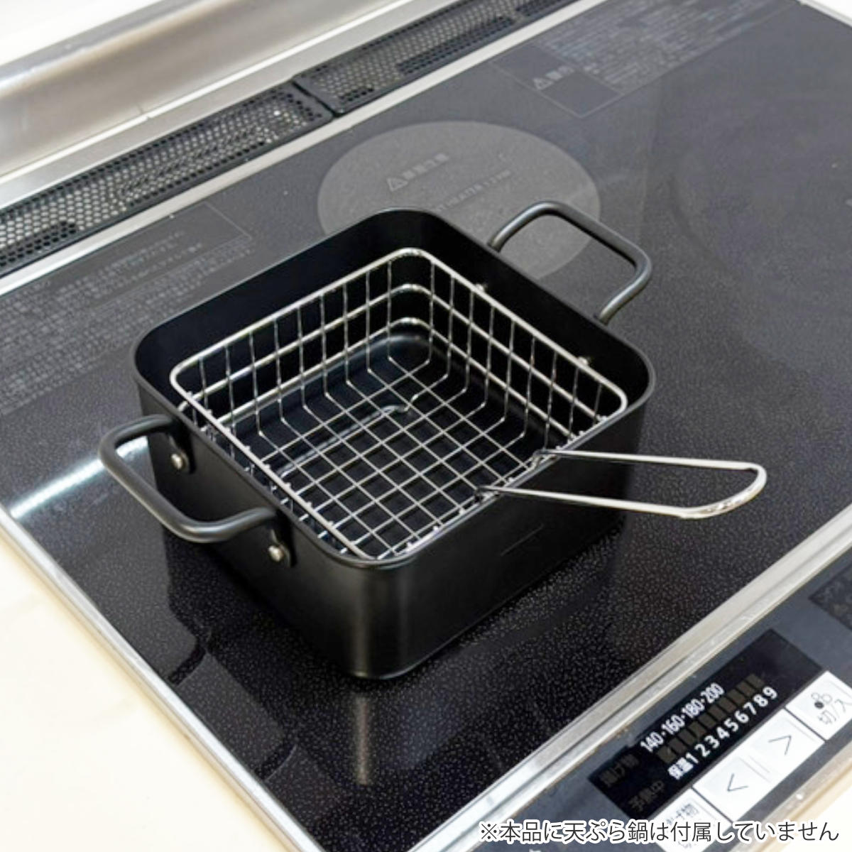 角型揚げざる 16cm ステンレス製 サクッと専科 ( フライヤー 揚げ物用 ザル ざる ストレーナー フライバスケット 揚げ物ザル ステンレス 油切り ポテト 揚げ物 角型天ぷら鍋用 取っ手付き )