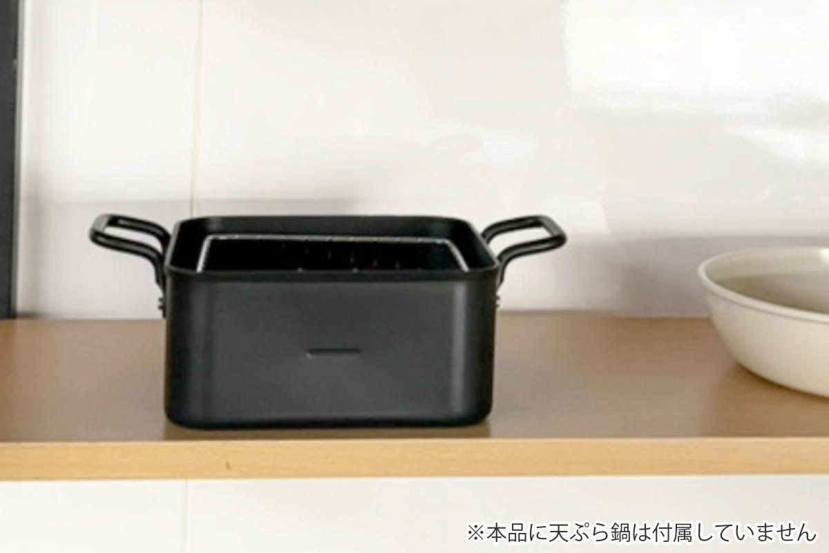 角型揚げざる 16cm ステンレス製 サクッと専科 ( フライヤー 揚げ物用 ザル ざる ストレーナー フライバスケット 揚げ物ザル ステンレス 油切り ポテト 揚げ物 角型天ぷら鍋用 取っ手付き )