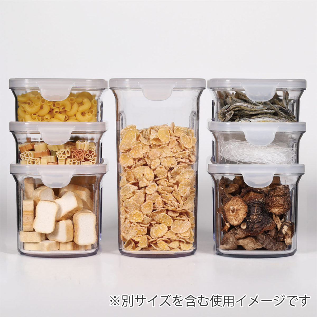 保存容器 TSUMICO Mサイズ 1L ( キャニスター 食品保存容器 プラスチック容器 フードストッカー 日本製 スタッキング 保存ケース 密閉 中が見える 耐久性 乾物 だし 麦茶 パック 調味料 シリアル ペットフード 1000ml ) 【ホワイト】 ホワイト