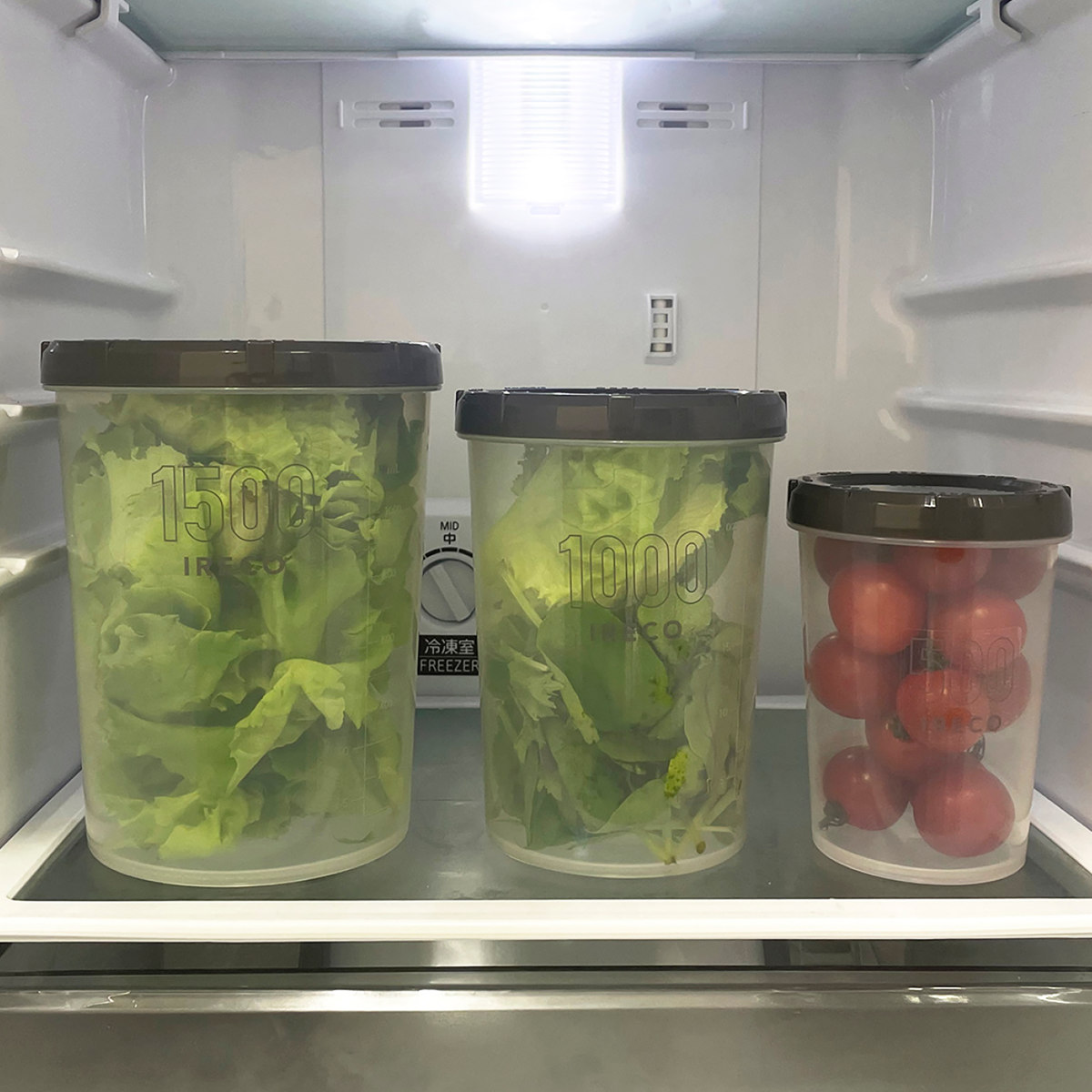 保存容器 IRECO 食品保存容器 Sサイズ 500ml ( キャニスター プラスチック容器 フードストッカー 日本製 丸型 深型 BPAフリー 保存 密閉 半透明 耐久性 液体 漏れにくい スクリューキャップ 0.5L 省スペース )