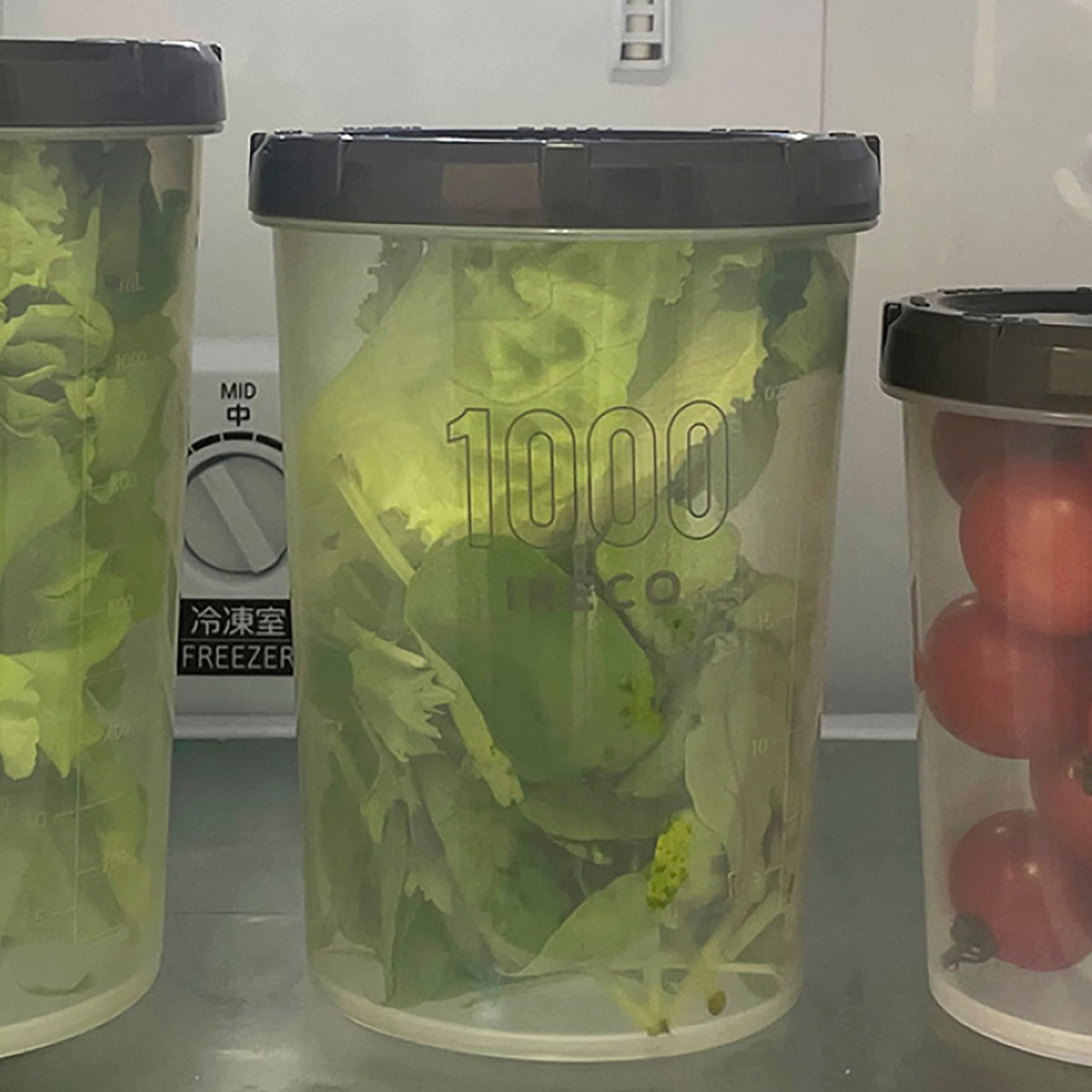 保存容器 IRECO 食品保存容器 Mサイズ 1L ( キャニスター プラスチック容器 フードストッカー 日本製 丸型 深型 BPAフリー 保存 密閉 半透明 耐久性 液体 漏れにくい スクリューキャップ 1000ml 省スペース )