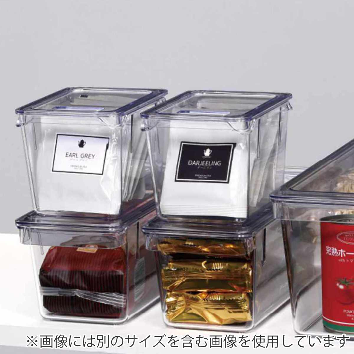 保存容器 透明保存容器 Mサイズ ( キッチン 収納ケース ストッカー 食品保存 トレー 深型 日本製 BPAフリー 蓋付き 冷蔵庫収納 冷蔵庫 スタッキング 乾物 整理 中が見える プラスチック パントリー 棚 小物収納 )