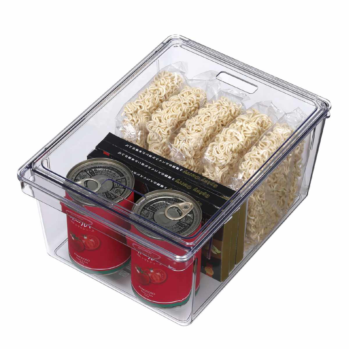 保存容器 透明保存容器 Lサイズ ( キッチン 収納ケース ストッカー 食品保存 トレー 深型 日本製 BPAフリー 蓋付き 冷蔵庫収納 冷蔵庫 スタッキング 乾物 整理 中が見える プラスチック パントリー 棚 小物収納 )