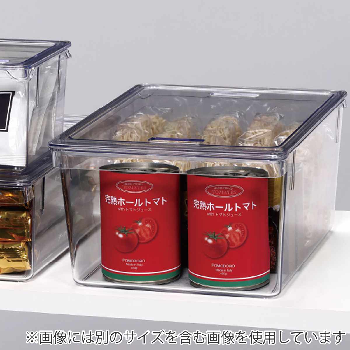 保存容器 透明保存容器 Lサイズ ( キッチン 収納ケース ストッカー 食品保存 トレー 深型 日本製 BPAフリー 蓋付き 冷蔵庫収納 冷蔵庫 スタッキング 乾物 整理 中が見える プラスチック パントリー 棚 小物収納 )