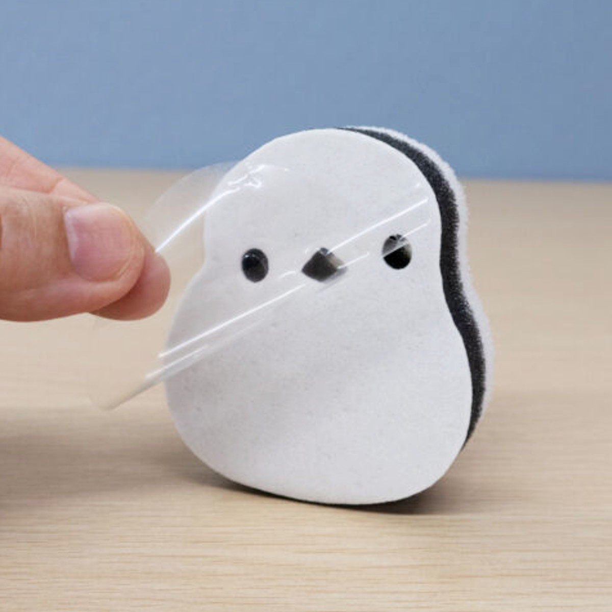 シンク洗い シマエナガ シンクに貼り付く お掃除 スポンジ ( キッチン シンク 掃除 引っ付く 張り付く 掃除用スポンジ かわいい 台所掃除 水回り 洗面所 清潔 掃除用品 台所用品 )