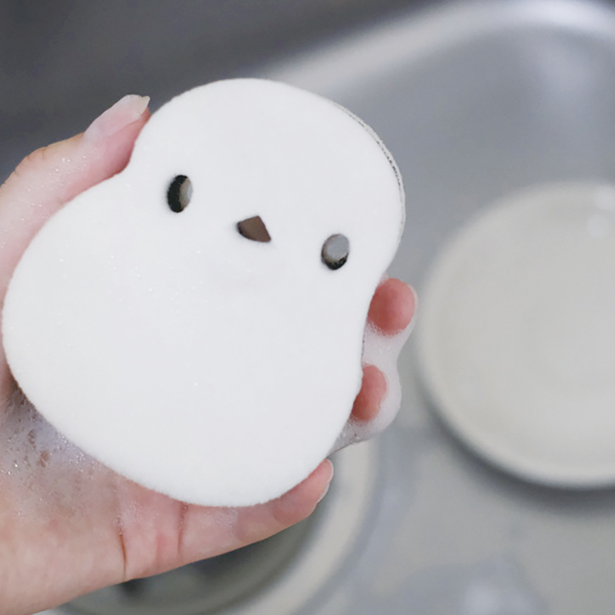 スポンジ 食器洗い シマエナガ キッチンスポンジ ( 食器用スポンジ 台所用スポンジ 食器用 クリーナー キッチン 食器用クリーナー 皿洗い 鍋用 ソフト 立つ 自立 かわいい )