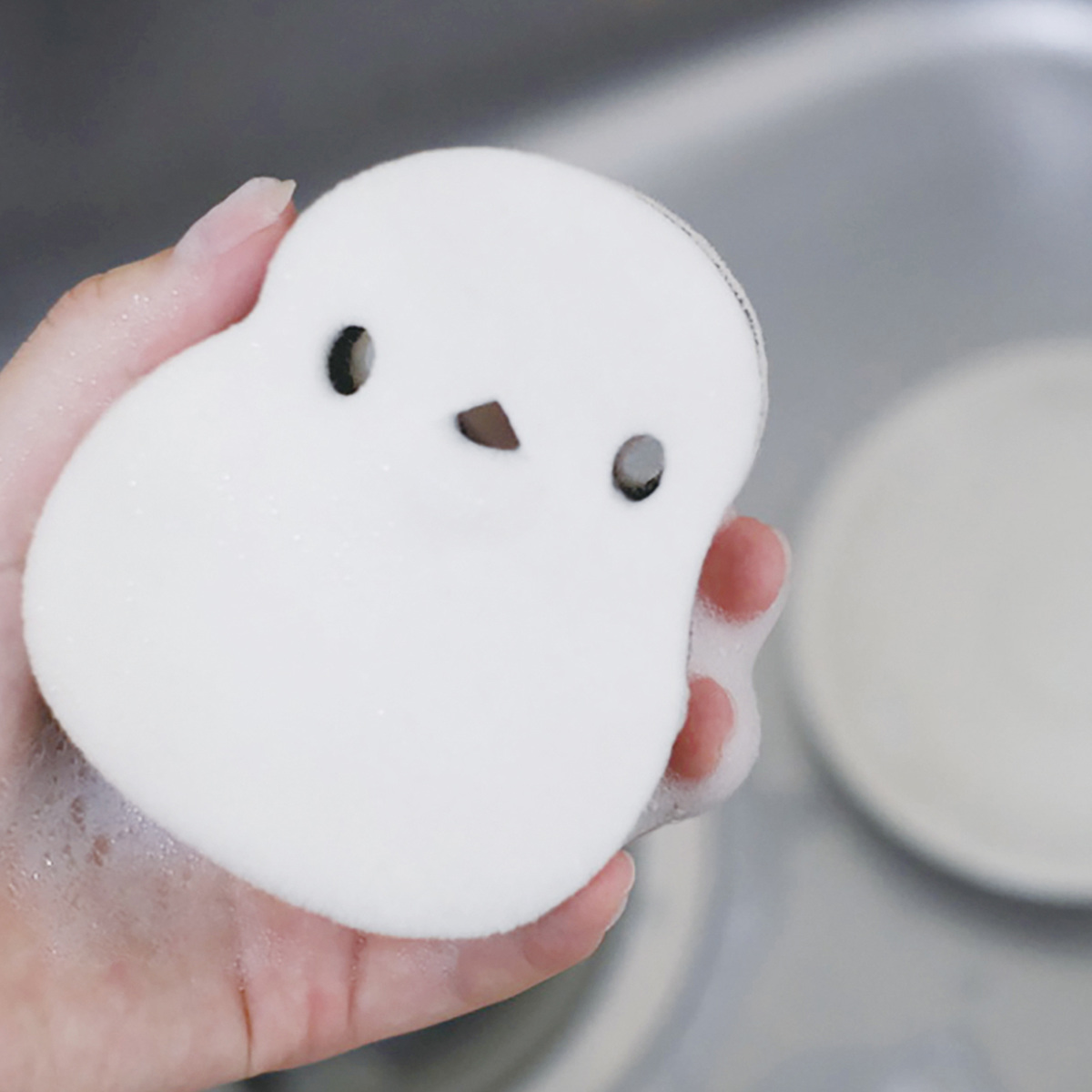 スポンジ 食器洗い シマエナガ キッチンスポンジ ( 食器用スポンジ 台所用スポンジ 食器用 クリーナー キッチン 食器用クリーナー 皿洗い 鍋用 ソフト 立つ 自立 かわいい )