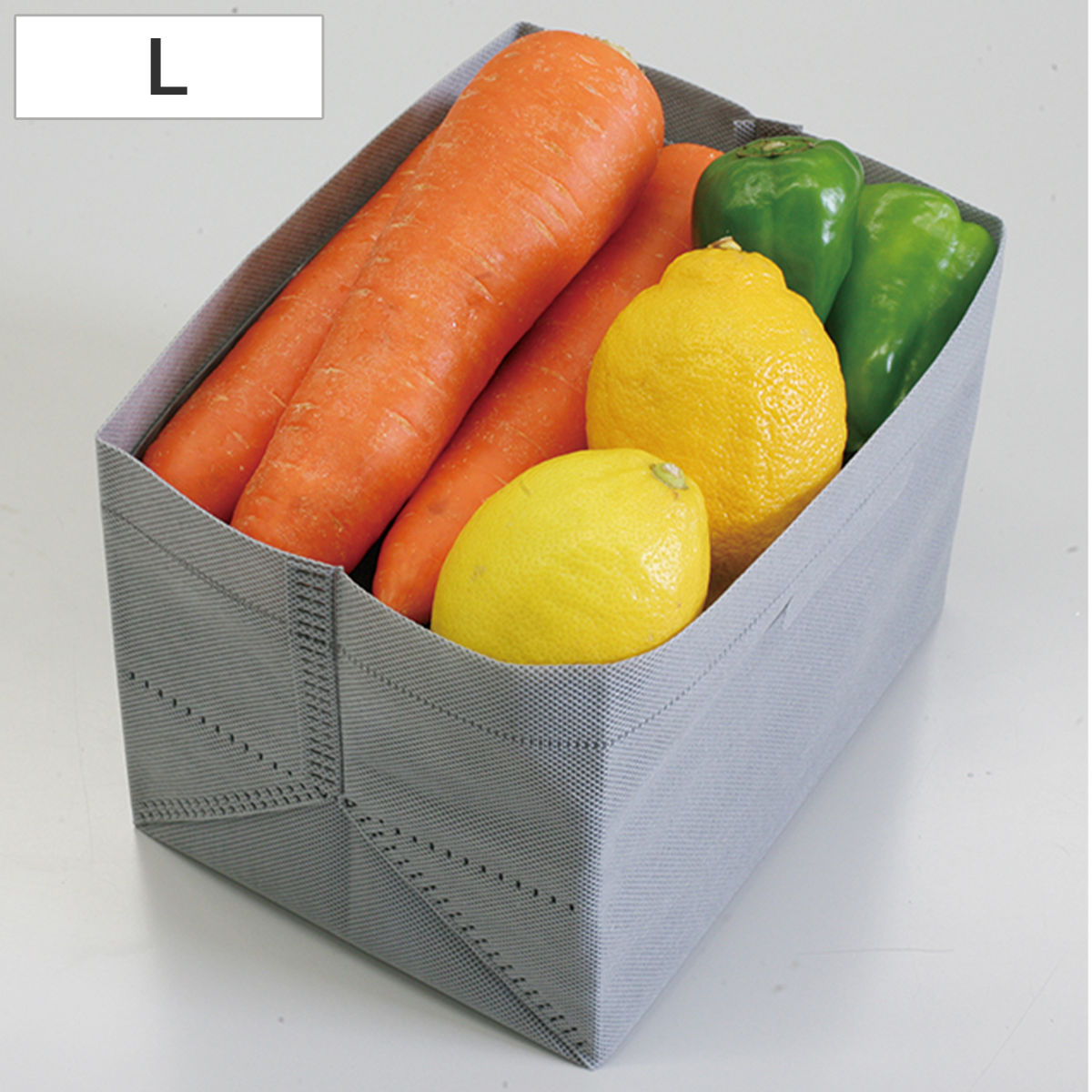冷蔵庫収納 野菜仕切りバッグ L 1枚入 （ 野菜室 収納 仕切り 小分け 不織布 冷蔵庫 冷蔵庫スタンド 収納ケース 収納ストッカー 折りたたみ 食品 野菜 深型 引き出し 庫内 整理 立てて収納 大容量 ）