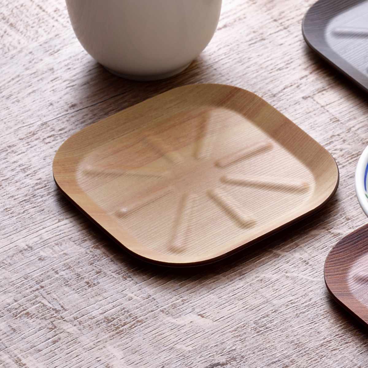 コースター ラミネウェア ( 日本製 滑り止め加工 紙 樹脂 角型 環境にやさしい 茶托 茶たく スクエア おしゃれ シンプル ナチュラル 木目調 エコ テーブルウェア キッチン雑貨 キッチン用品 お茶用品 ) 【白木目】 白木目