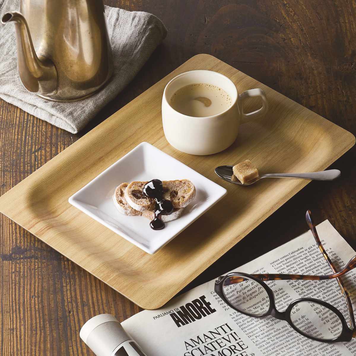 トレー 35cm 長角 NOSトレー ラミネウェア ( 日本製 滑り止め加工 紙 樹脂 角型 環境にやさしい トレイ お盆 おぼん 長方形 おしゃれ シンプル ナチュラル すべり止め 木目調 エコ テーブルウェア キッチン雑貨 キッチン用品 ) 【ライトオーク】 ライトオーク