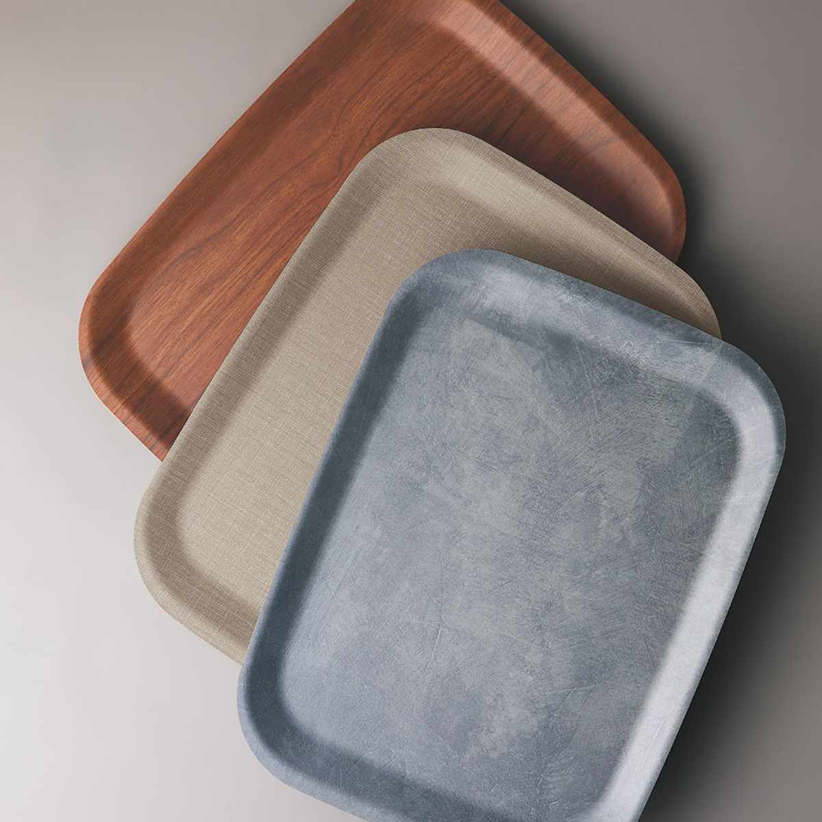 トレー 44cm 長角 NOSトレー ラミネウェア ( 日本製 滑り止め加工 紙 樹脂 角型 環境にやさしい トレイ お盆 おぼん 長方形 おしゃれ シンプル ナチュラル すべり止め 木目調 エコ テーブルウェア キッチン雑貨 キッチン用品 ) 【ストーングレー】 ストーングレー