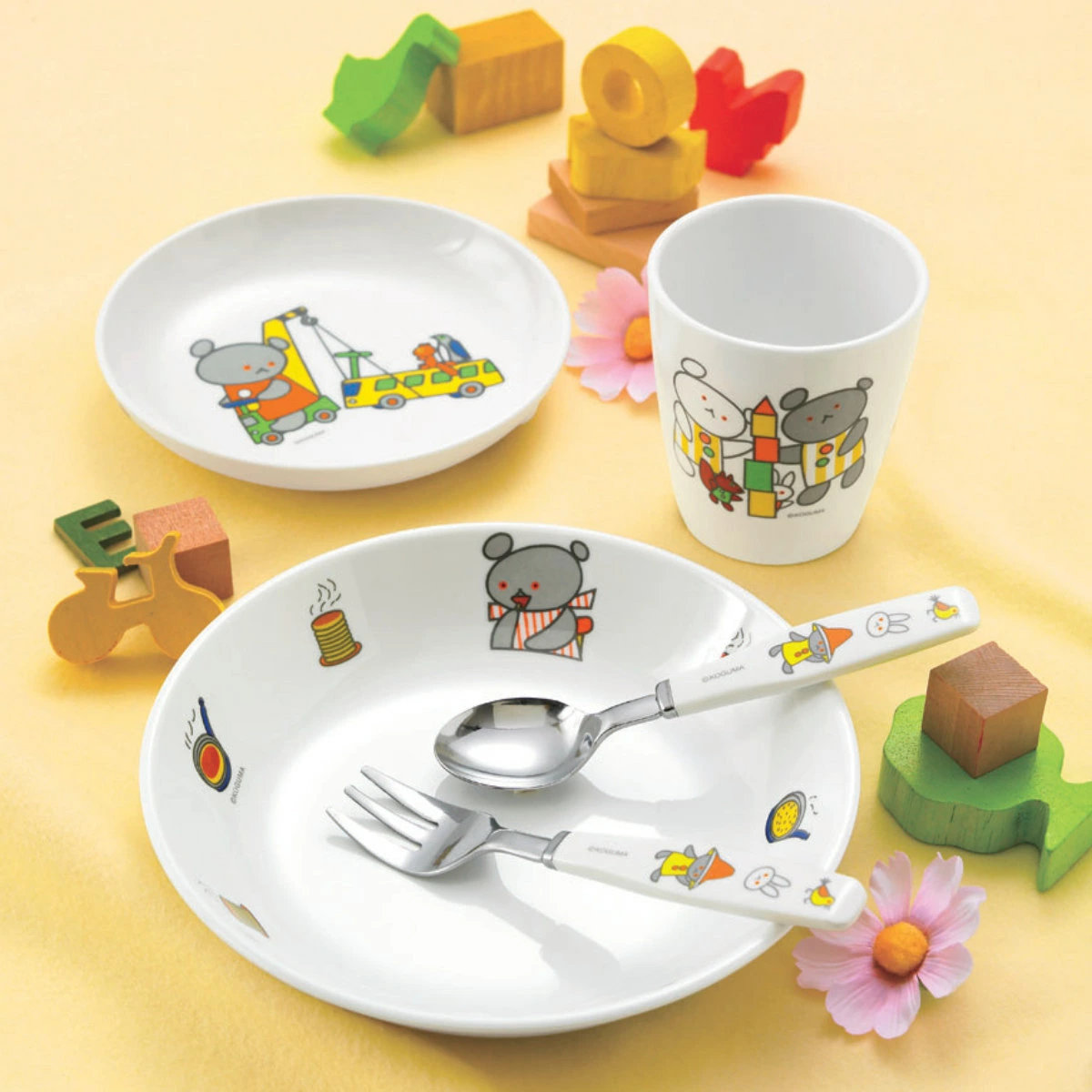 ランチプレート ランチプレートセット こぐまちゃん ( 食洗機対応 メラミン 子ども 子供 キッズ プレート 皿 お皿 フォーク スプーン コップ 茶碗 飯椀 キャラクター かわいい カトラリー おしゃれ )