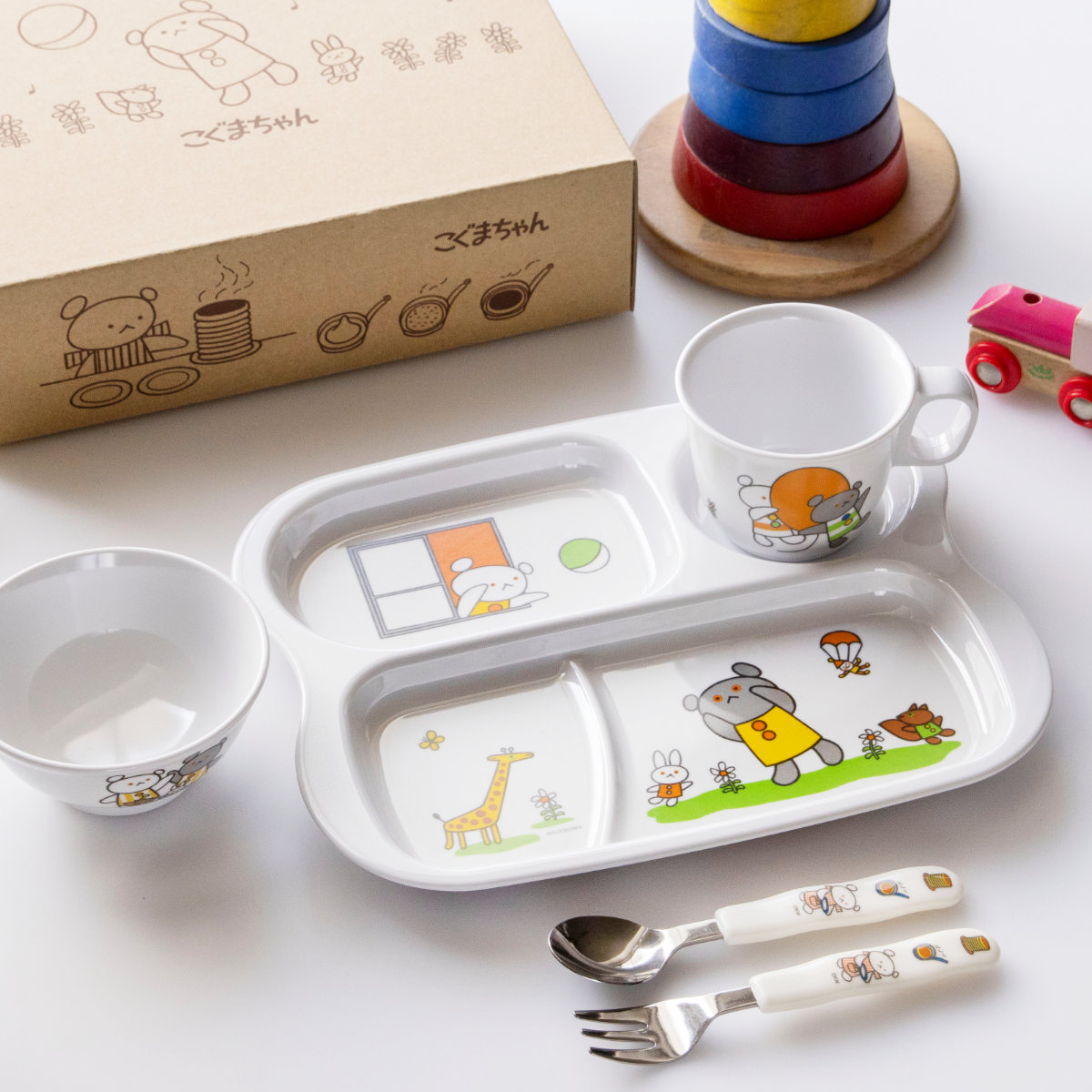 ランチプレート ランチプレートセット こぐまちゃん ( 食洗機対応 メラミン 子ども 子供 キッズ プレート 皿 お皿 フォーク スプーン コップ 茶碗 飯椀 キャラクター かわいい カトラリー おしゃれ )