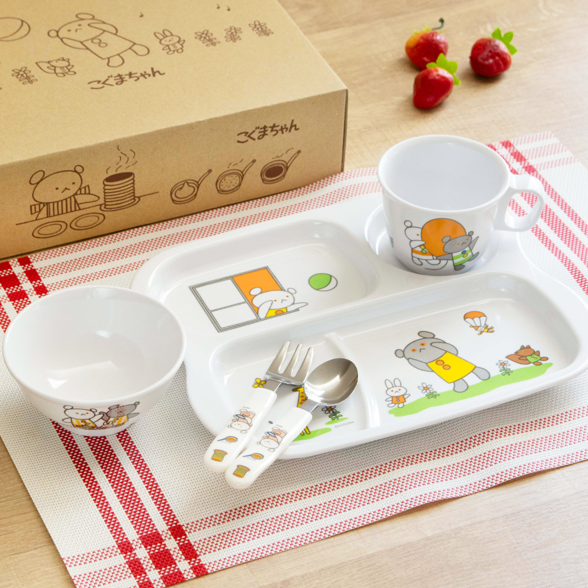 ランチプレート ランチプレートセット こぐまちゃん ( 食洗機対応 メラミン 子ども 子供 キッズ プレート 皿 お皿 フォーク スプーン コップ 茶碗 飯椀 キャラクター かわいい カトラリー おしゃれ )