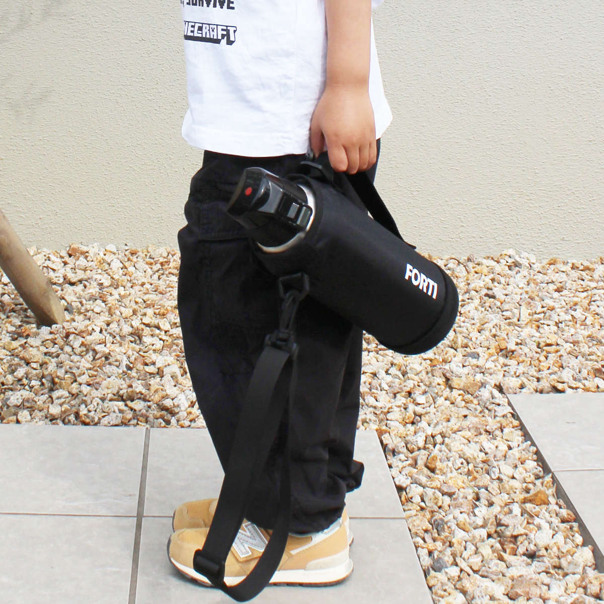 水筒 直飲み 1L カバー付 NEWフォルティ 保冷専用 ( 1リットル ダイレクトボトル ステンレスボトル 保冷 すいとう ボトル スポーツボトル シンプル ステンレス製 カバー付き 子供 キッズ ) 【ブラック】 ブラック