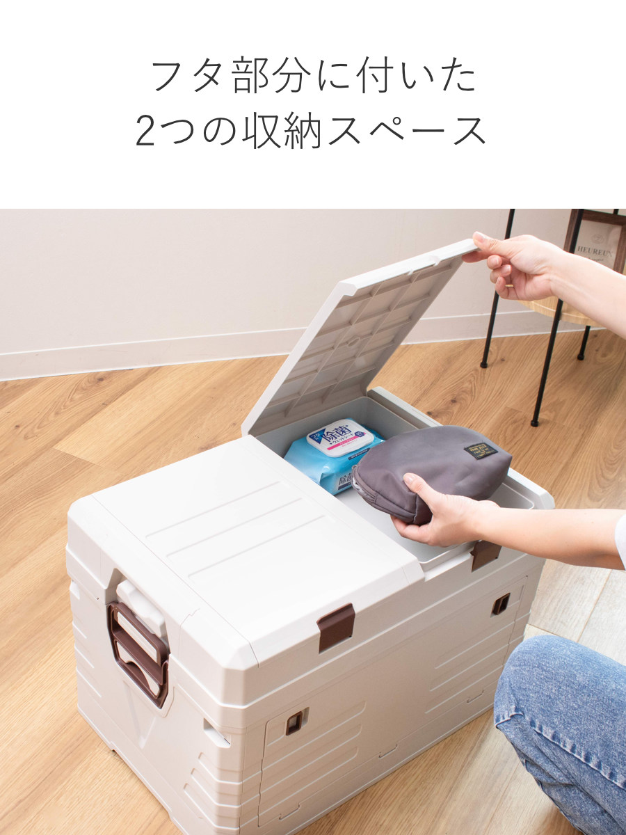 収納ボックス 2WAYオープン コンテナ S 同色3個セット 折りたたみ 幅47.5×奥行29.5×高さ30.5cm ( 収納ケース 収納 ボックス 前開き 折りたたみコンテナ 積み重ね ふた付き スタッキング プラスチック ストッカーアウトドア ) 【カーキ】 カーキ