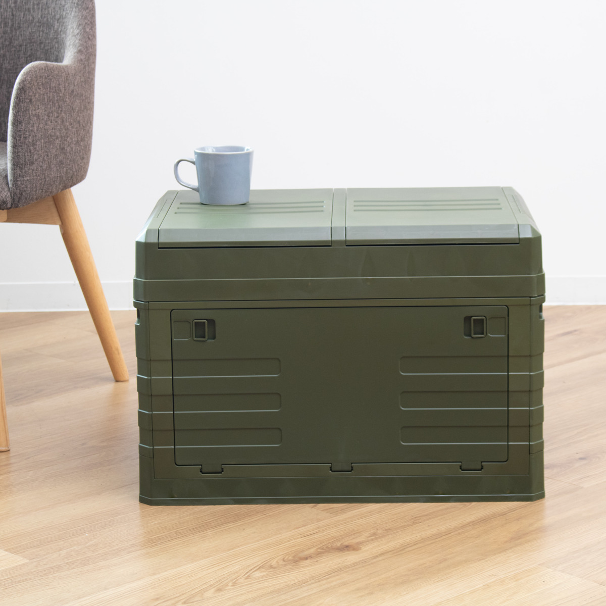 収納ボックス 2WAYオープン コンテナ L 同色3個セット 折りたたみ 幅58×奥行39×高さ40cm ( 収納ケース 収納 ボックス 前開き 折りたたみコンテナ 積み重ね ふた付き スタッキング プラスチック ストッカーアウトドア ) 【ブラウン】 ブラウン